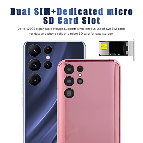 S22 Unlocked Android Cellphone, Smartphone with 6.52in HD Curved Screen, 2G 3G Network Mobile Phone, Face Recognition, 1GB 8GB, Quad Core, 2M 5M Camera, 3000mAh, WiFi BT FM GPS,