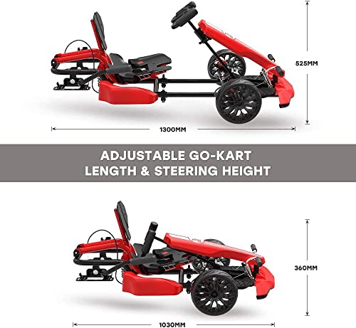 HYPER GOGO Electric Hoverboard and Gokart Bundle,8.5 inch Hoverboard Go Kart Attachment,Adjustable Length and Height,Outdoor Pedal Drift Kart for Kids and Adults (Red)