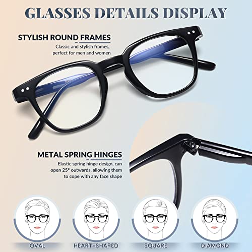 livho 3 pack Acetate Blue Light Blocking Glasses Men Women, Fashion Computer Gaming Glasses Anti Eye Strain Eyewear w/Case