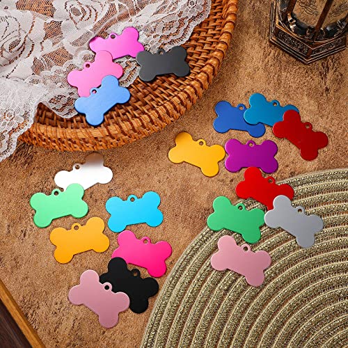 150 Pcs Blank Dog Pet Tags for Engraving 38MM Aluminum Bone Shape Name Tag Colorful Double Sided Dog Cat Phone Number Tag Pendantsnts