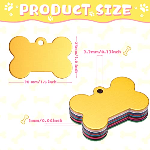 150 Pcs Blank Dog Pet Tags for Engraving 38MM Aluminum Bone Shape Name Tag Colorful Double Sided Dog Cat Phone Number Tag Pendantsnts