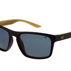 Cat Caterpillar 8017 Men's Polarized Square Sunglasses, Matte Black, 58 mm