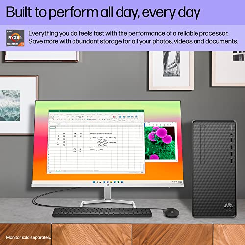HP Desktop PC, AMD Ryzen 3 5300G, 8 GB SDRAM, 512 GB SSD, AMD Radeon Graphics, Windows 11 Home, M01-F3020 (2022)