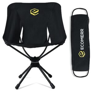 ecomerr portable camping chair - bottle sized compact foldable chair with carry bag - supports 330lbs - outdoor backpacking chair ultra lightweight for lawn, hiking, travel, beach, picnic