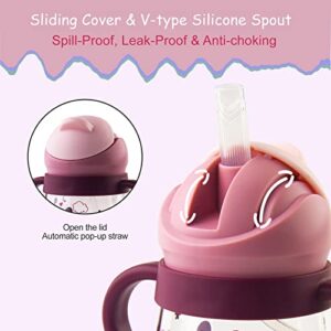 Sippy Cup for Baby Months 6+, Weighted Straw Non Spill Cup for Toddlers, Baby Straw Cup with Handles, Spill-Proof, Leak-Proof Soft Spout Cup 260ml, BPA Free