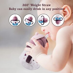 Sippy Cup for Baby Months 6+, Weighted Straw Non Spill Cup for Toddlers, Baby Straw Cup with Handles, Spill-Proof, Leak-Proof Soft Spout Cup 260ml, BPA Free