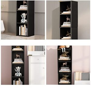 ALISENED 68.5" Tall Narrow Bookshelf, 6 Shelf Wooden Corner Bookcase, Modern Skinny Cubes Storage Organizer Display Shelving for Bedroom, Library, Living Room, Home, Office, Black