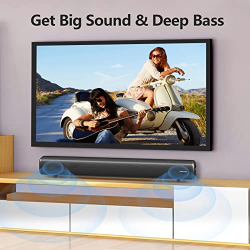 Passau Sound Bars for TV Speaker with Full-Range Divers, Bass/Treble Adjustable, Bluetooth 5.1, USB, AUX Inputs, 5 EQ TV Soundbar for Projector PC Home Theater 3D Surround Sound System-22.4 Inch