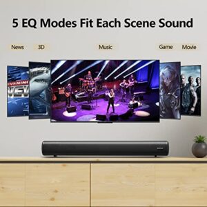 Passau Sound Bars for TV Speaker with Full-Range Divers, Bass/Treble Adjustable, Bluetooth 5.1, USB, AUX Inputs, 5 EQ TV Soundbar for Projector PC Home Theater 3D Surround Sound System-22.4 Inch