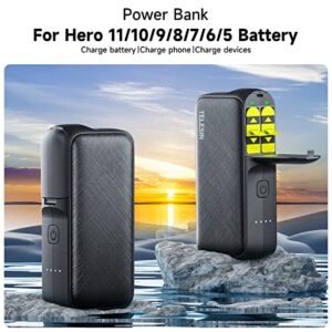 TELESIN Wireless Charging Case for Gopro 11, Dual Slot Storage Battery Charger Power Bank(10000mAh) for Gopro, Fully Compatible for Gopro Hero 11, Hero 10, Hero9/8/7/6/5 Battery