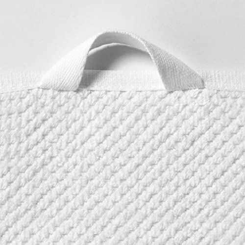 Nate Home by Nate Berkus 100% Cotton Textured Rice Weave Bath Towel Set of 4 | Soft and Absorbent Solid Bathroom Towels from mDesign - Set of 4, Snow (White)