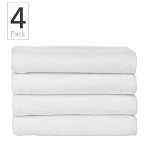 Nate Home by Nate Berkus 100% Cotton Textured Rice Weave Bath Towel Set of 4 | Soft and Absorbent Solid Bathroom Towels from mDesign - Set of 4, Snow (White)