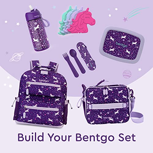 Bentgo® Kids Utensil Set - Reusable Plastic Fork, Spoon & Storage Case - BPA-Free Materials, Easy-Grip Handles, Dishwasher Safe - Ideal for School Lunch, Travel, & Outdoors (Unicorn)