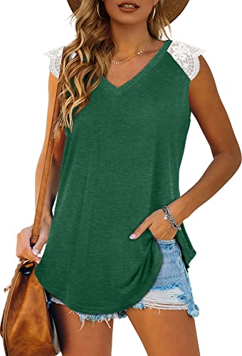 OFEEFAN Tunic Tank Tops for Women to Wear with Leggings Womens Tank Tops Loose Fit Green XL