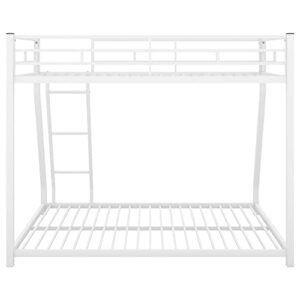 Lifeand Twin Over Full Bunk Bed with Metal Frame, Guardrail and Ladder, Space-Saving Design, Metal Bed for Kids&Teens,White