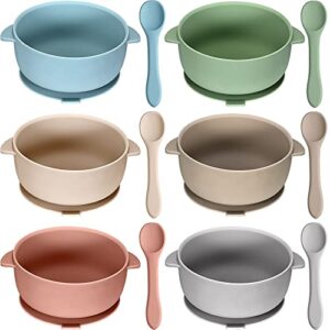 6 set baby silicone suction bowls with spoons bpa free baby led weaning food bowl food grade toddler food storage bowl dishwasher microwave safe feeding set
