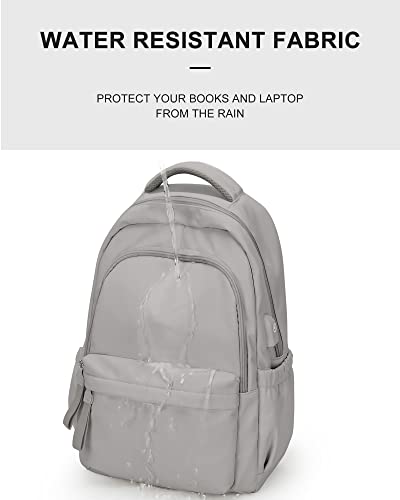 Small Backpack For School Girls Boys Aesthetic Lightweight Travel Daypack Simple Cute Backpack For Women Men Waterproof College High School Bookbag Fit 14 Inch Laptop With USB charging port,Rrey Brown