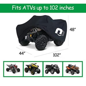 Waterpfoof ATV Cover, Heavy Duty Windproof, Protect 4 Wheelers from Snow Rain & Sun (Black, 102 inch)