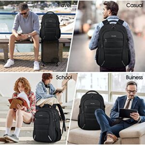 IGOLUMON Laptop Backpack 15.6 Inch Travel Backpack Waterproof Computer Backpack Large Work College Backpack Bookbag for Men Women TSA Friendly Carry On Backpack with USB Charging Port, Black