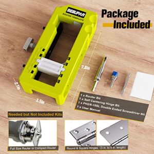 Door Hinge Jig, Door Hinge Mortiser, Hinge Installation Kit, Door Hinge Router Template Fits for Door Hinge from 3” to 5” Length and 1/4” or 5/8” Thickness.