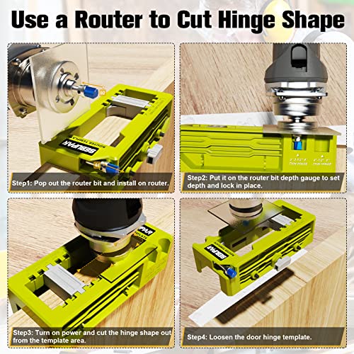 Door Hinge Jig, Door Hinge Mortiser, Hinge Installation Kit, Door Hinge Router Template Fits for Door Hinge from 3” to 5” Length and 1/4” or 5/8” Thickness.