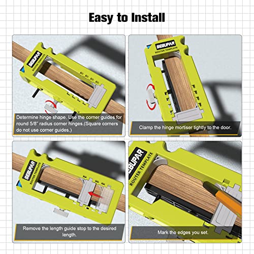 Door Hinge Jig, Door Hinge Mortiser, Hinge Installation Kit, Door Hinge Router Template Fits for Door Hinge from 3” to 5” Length and 1/4” or 5/8” Thickness.