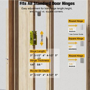 Door Hinge Jig, Door Hinge Mortiser, Hinge Installation Kit, Door Hinge Router Template Fits for Door Hinge from 3” to 5” Length and 1/4” or 5/8” Thickness.