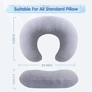 Witeasy Nursing Pillow and Positioner, Bottle Breast Feeding Pillows with Removable Cotton Blend Cover (Solid-Gray)