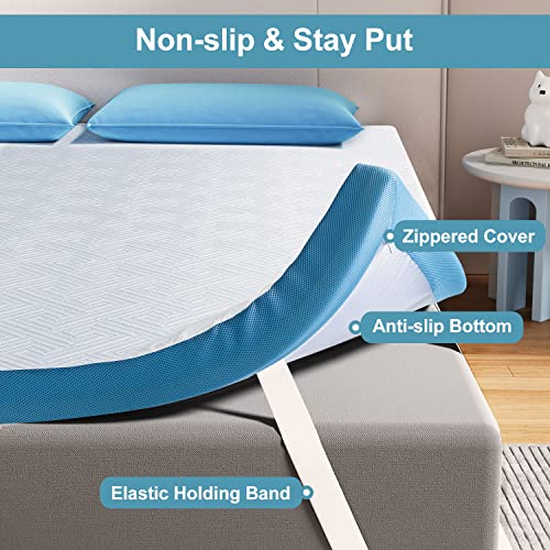 Sleepmax 2 Inch Gel Mattress Topper Queen - Plush Memory Foam Mattress Pad for Pressure Relieving - Bed Topper with Ventilated Cover Enhance Comfortable & Breathable