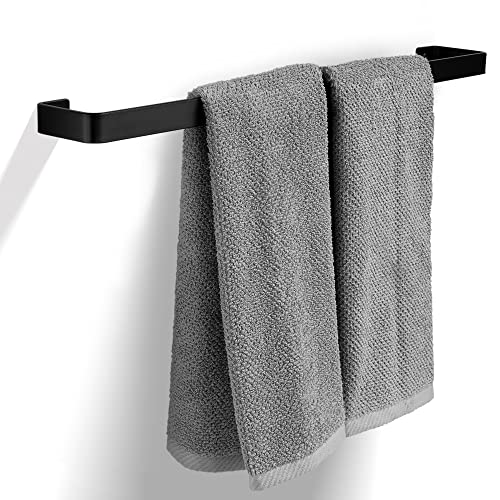 Aesthetic Bathroom Towel Bar for Wall Mount – Space Saving and Easy to Install 16" Towel Holder Rack - Stylish Minimal Rod to Enhance Your Modern/Farmhouse Bathroom Decor - Matte Black