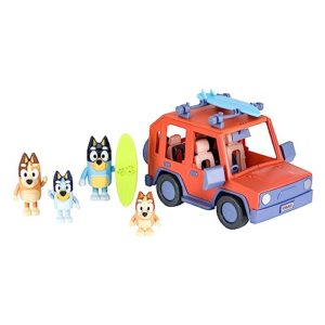 Bluey Heeler Family 4WD Vehicle and 4 Figure Pack, 2.5-3 Inch Figures, 2 Surfboards Accessories and Stickers | Amazon Exclusive