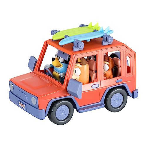 Bluey Heeler Family 4WD Vehicle and 4 Figure Pack, 2.5-3 Inch Figures, 2 Surfboards Accessories and Stickers | Amazon Exclusive