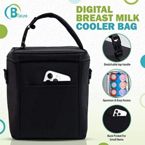 Biblze Breastmilk Cooler Bag with Digital Thermometer - Baby Bottle Cooler Bag with Ice Pack, Fits 6 Large 9 Ounce Baby Bottle - Baby Bottle Bag with Strap for Travel - Ideal for Nursing Mom, Daycare