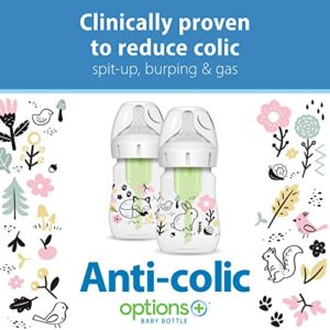 Dr. Brown’s Natural Flow® Anti-Colic Options+™ Wide-Neck Baby Bottle Designer Edition Bottles, Woodland Decos, 5 oz/150 mL, Level 1 Nipple, 2-Pack, 0m+