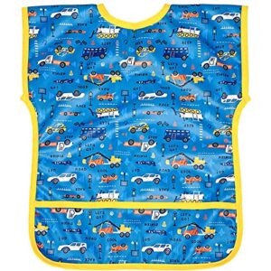 bygg smock for baby and toddler waterproof bibs, mess proof, fun design, for eating and other activities with catcher easy clean, washable