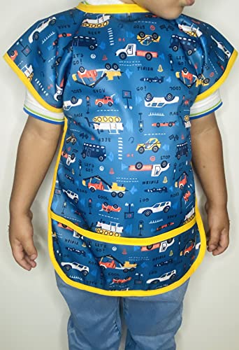 byGG Smock for Baby and Toddler Waterproof Bibs, Mess proof, Fun design, for Eating and other Activities with Catcher Easy clean, Washable