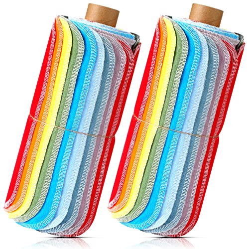 50 Pcs Reusable Paper Towels Absorbent Kitchen Napkins 9.8 x 9.8 Inch Washable Paperless Paper Towels Kitchen Cleaning Household Cleaning Cloths Napkins for Kids (Multi Colors, Solid Style)