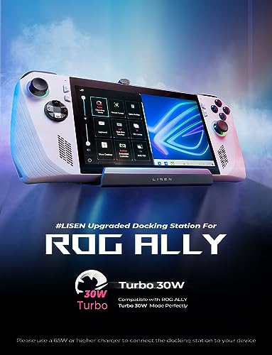 LISEN Docking Station for Asus Rog Ally Turbo 30W Mode & Steam Deck,13-in-1 Steam Deck Dock with 5 USB 3.0 & 2.0, Dual Cooling Fan, HDMI 4K@60Hz, 100W PD Charging and 1000Mbps Steam Deck Accessories