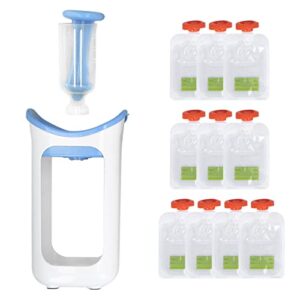 yemirth baby food maker with 10pcs pouch, squeezes station fresh fruit juice puree squeezer reusable storage bags for snacks storage, perfect home outdoor camping traveling(a1)