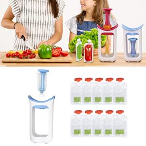 YEmirth Baby Food Maker with 10PCS Pouch, Squeezes Station Fresh Fruit Juice Puree Squeezer Reusable Storage Bags for Snacks Storage, Perfect Home Outdoor Camping Traveling(A1)