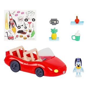 bluey vehicle and figure pack, escape convertible with 2.5 inch exclusive figure, 4 accessories and sticker sheet