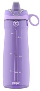 pogo plastic water bottle with soft straw lid and carry handle, bpa free, dishwasher safe, 18oz, lilac