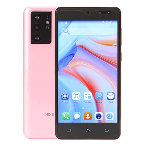 Pink 5in Mini Smartphone Unlocked, Kid Cellphone 2GB RAM 16GB ROM, 8 Core CPU Calling Phone with Dual Camera, Face Unlocked 1080P Touch Screen