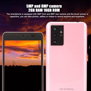 Pink 5in Mini Smartphone Unlocked, Kid Cellphone 2GB RAM 16GB ROM, 8 Core CPU Calling Phone with Dual Camera, Face Unlocked 1080P Touch Screen