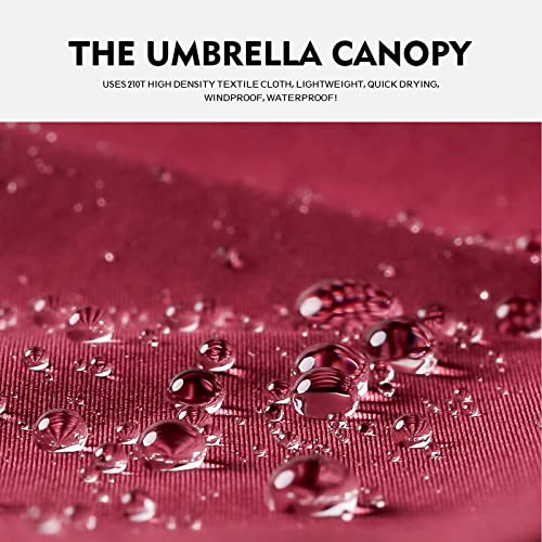 UNDERTREE Windproof Umbrellas for Rain, Double Canopy Folding Umbrella with 10 Fiberglass Ribs, Compact Travel Umbrella, One Button Auto Open/Close, Burgundy-23