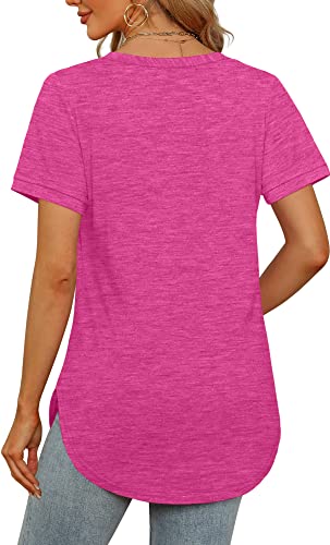 T Shirts for Women Loose Fit Tunic Tops to Wear with Leggings Hot Pink L