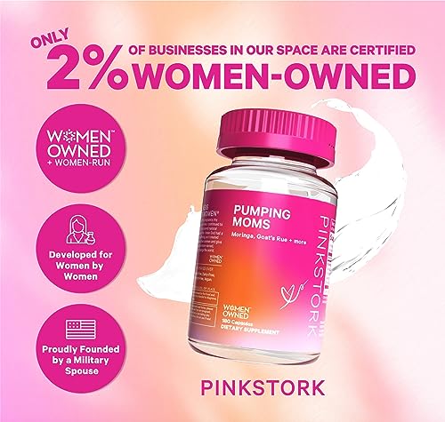 Pink Stork Pumping Moms Lactation Support Supplement with Goat's Rue and Milk Thistle to Support Breast Milk Supply Without Fenugreek, Postpartum Breastfeeding Essentials, 180 Capsules