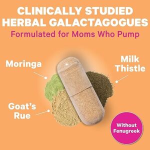 Pink Stork Pumping Moms Lactation Support Supplement with Goat's Rue and Milk Thistle to Support Breast Milk Supply Without Fenugreek, Postpartum Breastfeeding Essentials, 180 Capsules