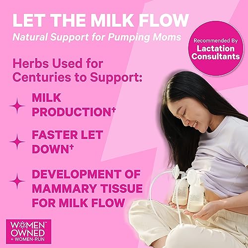 Pink Stork Pumping Moms Lactation Support Supplement with Goat's Rue and Milk Thistle to Support Breast Milk Supply Without Fenugreek, Postpartum Breastfeeding Essentials, 180 Capsules