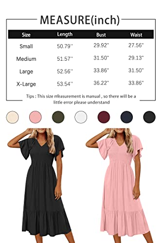 LILLUSORY Black Maxi Dresses for Women Summer Long Trendy Casual Flowy Funeral Short Flutter Sleeve Dress with Pockets